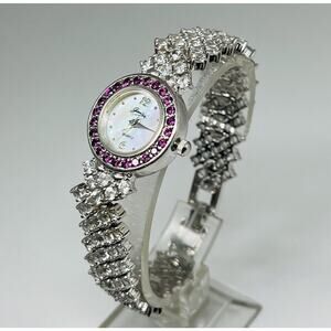GEMS 925 Sterling Silver Bracelet Wrist watch Mother of Pearl Face Dial
